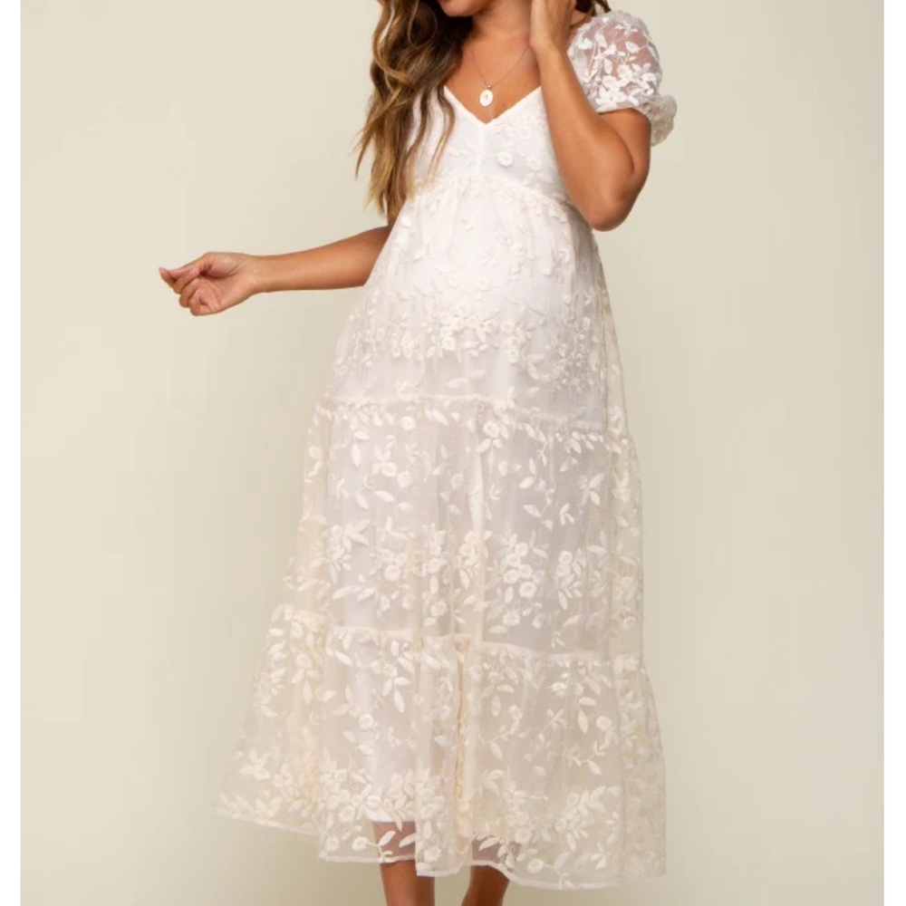 PinkBlush Lace Maternity Dress